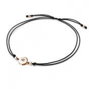 Dámsky náramok ružové zlato 585/1000 prírodný diamant 0,055 ct G/SI šnúrka kabbalah s bielou 10911-NRS-CER-CV-DIA