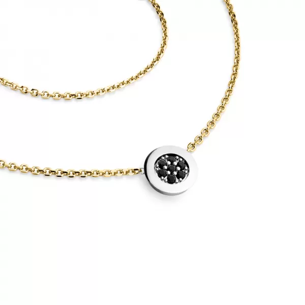 Náhrdelník s čiernymi diamantmi 10902-NH01-ZLB-Black