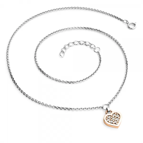 Náhrdelník so srdcom s brilantným 10881-NH01A-CVB