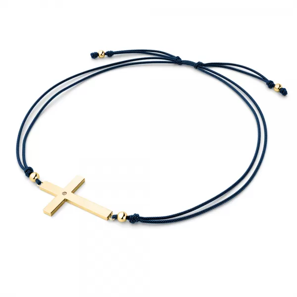 Dámsky náramok prírodný diamant 0,006 ct šnúrový kríž so šampanským 10947-NRS-MOD-ZL-Champ