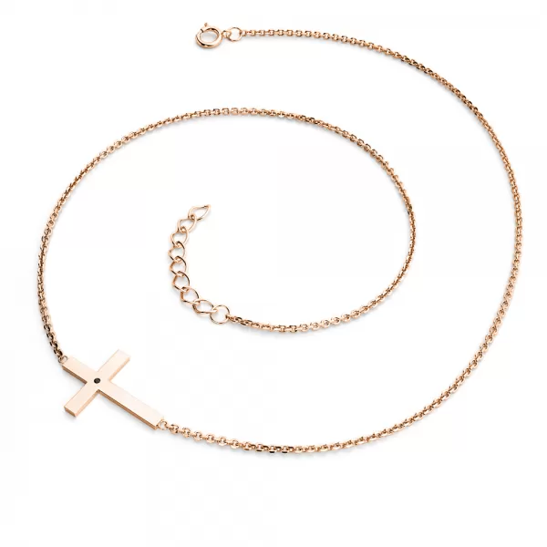 Čierny diamantový krížový náhrdelník 10947-NH01-CV-Black