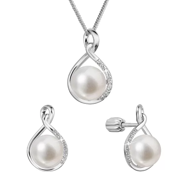 Perlová súprava z riečnych perál biela 29058.1B