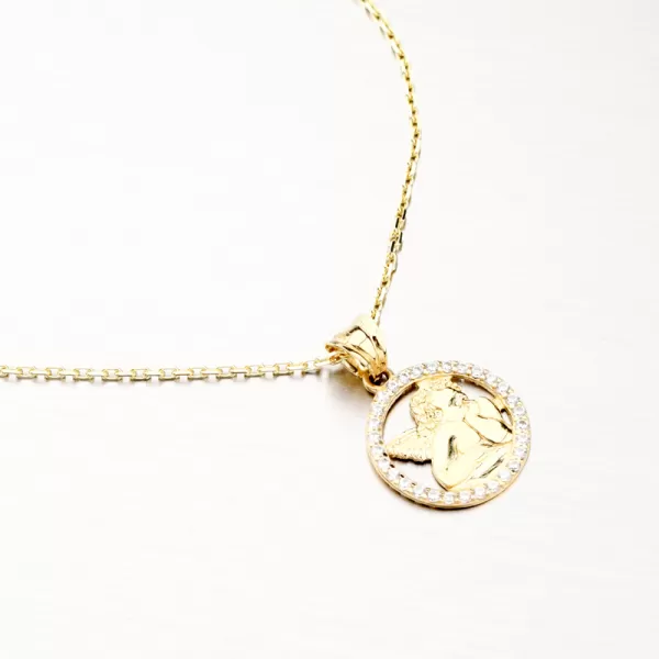 Zlatý prívesok anjel so zirkónmi PKL13-005