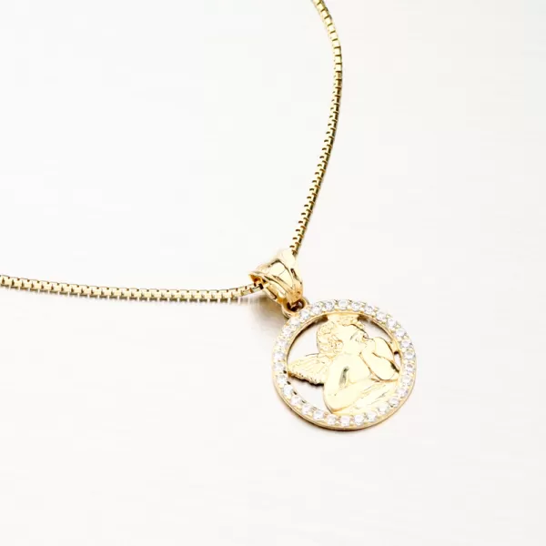 Zlatý prívesok anjel so zirkónmi PKL13-005