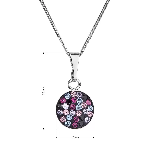 Strieborný náhrdelník so Swarovski kryštálmi okrúhly fialový 32086.3 magic violet