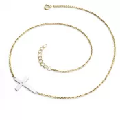 Krížový a diamantový náhrdelník 10947-NH01-ZLB