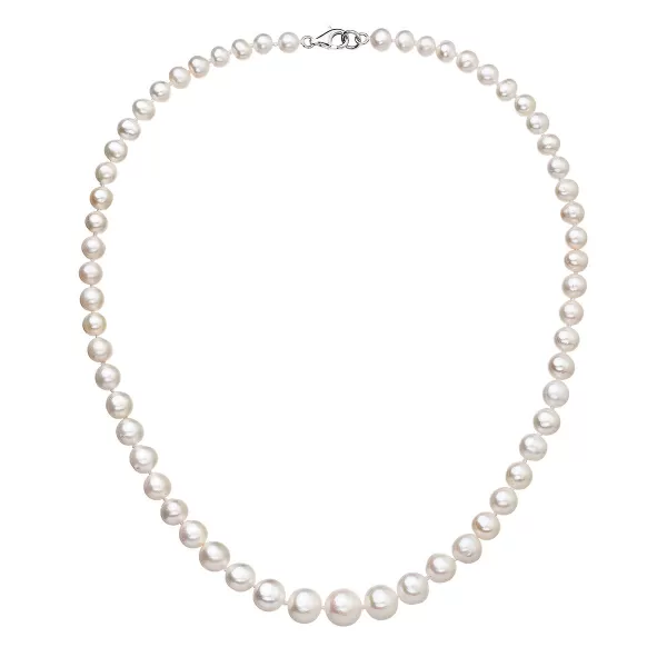 Perlový náhrdelník z odstupňovaných pravých riečnych perál biely 22040.1