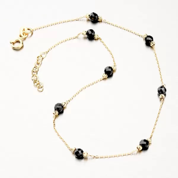 Zlatý náramok s čiernymi kryštálmi PKL24-020