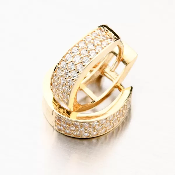 Dámske náušnice žlté zlato 585 prstene so zirkónmi 12-676