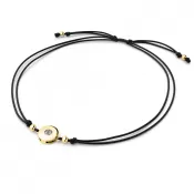 Dámsky náramok prírodný diamant 0,055 ct G/SI šnúrka kabbalah s bielou 10911-NRS-CER-ZL-DIA