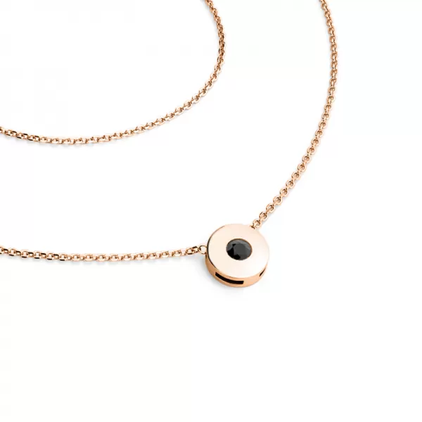 Dámsky náhrdelník ružové zlato 585/1000 prírodný diamant 0,055 ct čierny v ružovej farbe 10911-NH01-CV-Black
