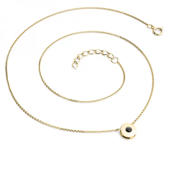 Dámsky náhrdelník prírodný diamant 0,055 ct čierny v žltom zlate 10911-NH01-ZL-Black