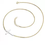 Náhrdelník s krížikom a diamantom Champagne 10947-NH01-ZLB-Champ