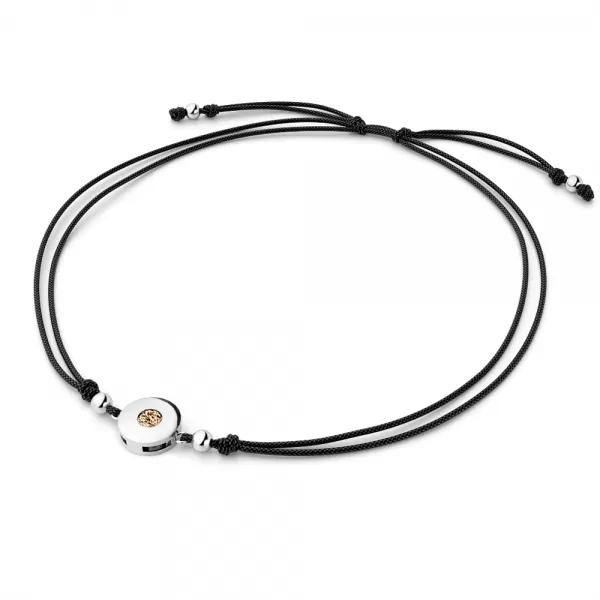 Dámsky náramok prírodný diamant 0.055 ct šnúrkový kabbalah s Champagne 10911-NRS-CER-B-Champ