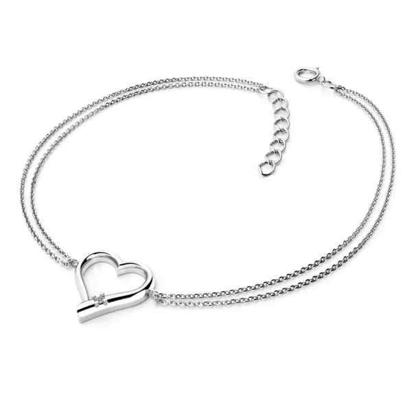 Náramok so srdiečkom a briliantom 10917-NR02-B