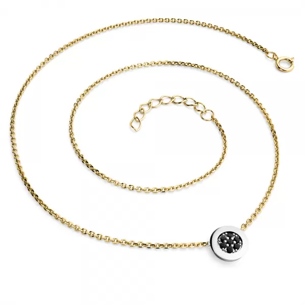 Náhrdelník s čiernymi diamantmi 10902-NH01-ZLB-Black