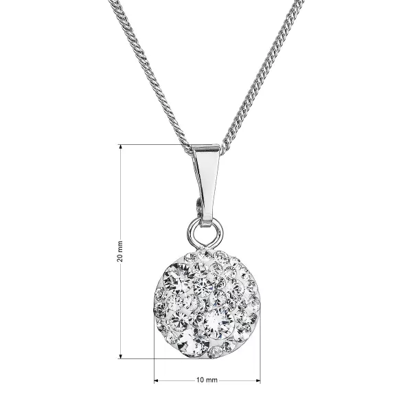 Strieborný náhrdelník so Swarovski kryštálmi okrúhly biely 32086.1 crystal