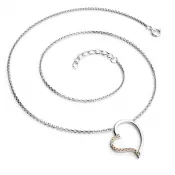 Dámsky náhrdelník biele zlato 585/1000 prírodný diamant 0,082 ct srdce so šampanským v bielej farbe 10948-NH01-B-Champ