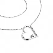 Dámsky náhrdelník z bieleho zlata 585/1000 prírodný diamant 0,027 ct G/SI diamantové srdce - 10875-NH01-B