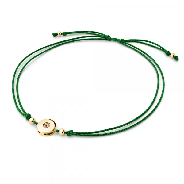 Dámsky náramok prírodný diamant 0,055 ct šnúrka kabbalah so šampanským 10911-NRS-ZEL-ZL-Champ