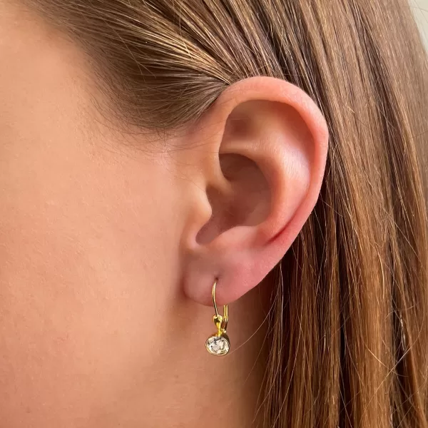 Pozlátené strieborné náušnice visiace s kryštálmi Swarovski biele okrúhle 31112.1