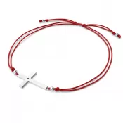 Dámsky náramok prírodný diamant 0,006 ct kabbalah s krížikom a čierny 10947-NRS-CV-B-Black