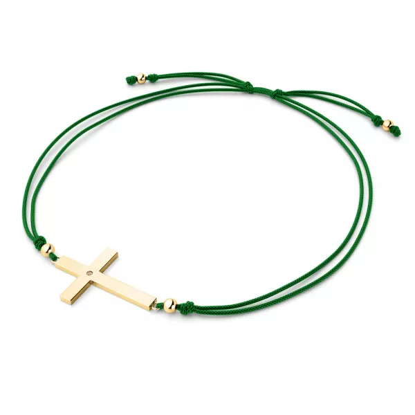 Dámsky náramok prírodný diamant 0,006 ct šnúrový kríž so šampanským 10947-NRS-ZEL-ZL-Champ