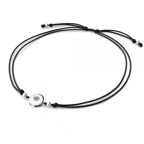 Dámsky náramok prírodný diamant 0,055 ct G/SI šnúrka Kabbalah s bielou 10911-NRS-CER-B-DIA