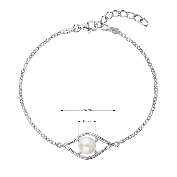Perlový náramok z pravou riečnou perlou v lístočku biely 23017.1