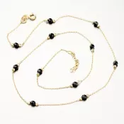 Zlatý náhrdelník s čiernymi zirkónmi PKL15-002