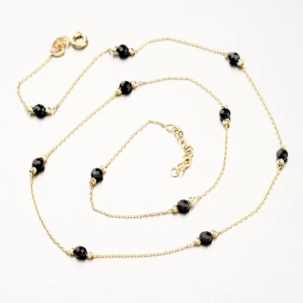 Zlatý náhrdelník s čiernymi zirkónmi PKL15-002