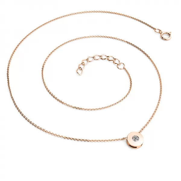 Dámsky náhrdelník ružové zlato 585/1000 prírodný diamant 0,055 ct G/SI briliant 10911-NH01-CV