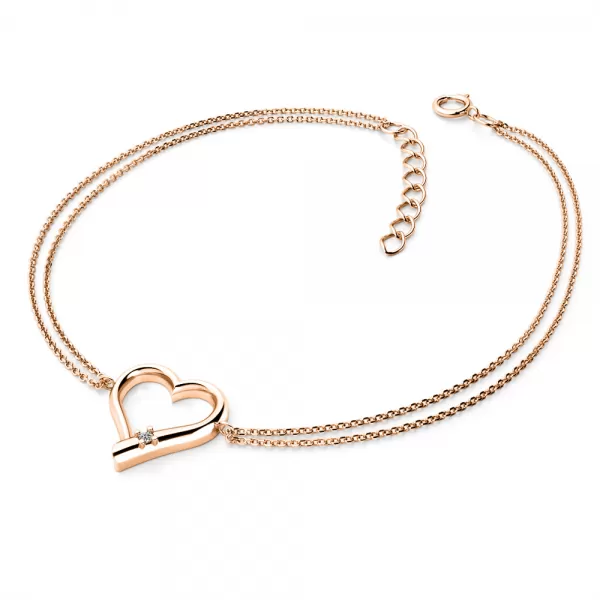 Náramok so srdiečkom a briliantom 10917-NR02-CV