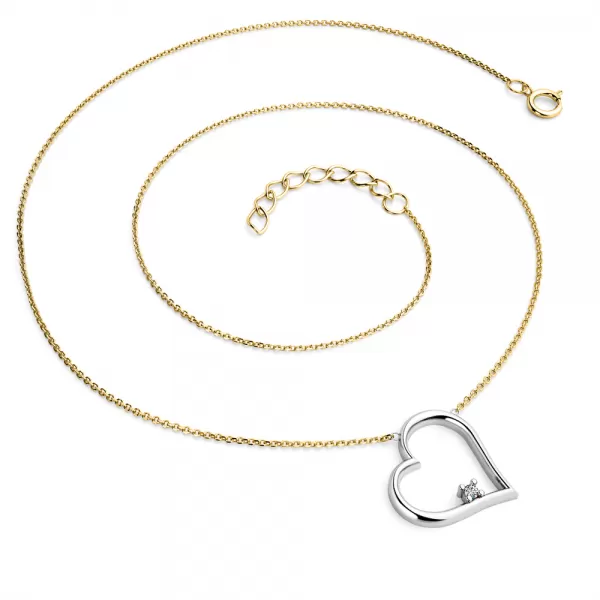 Dámsky prírodný diamantový náhrdelník s diamantovým srdcom 0,027 ct G/SI – 10875-NH01-ZLB