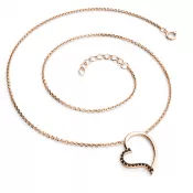 Dámske prírodné diamantové srdce 0,082 ct s čiernym náhrdelníkom z ružového zlata 10948-NH01-CV-čierna