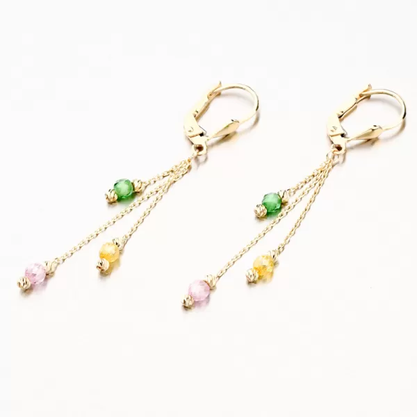 Zlaté visiace náušnice s farebnými zirkónmi PKL12-036