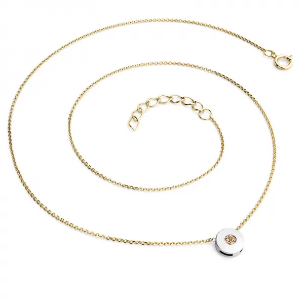 Dámsky náhrdelník zlatý mix 585/1000 prírodný diamant 0,055 ct champagne briliant 10911-NH01-ZLB-Champ