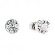 Strieborné náušnice pecka s kryštálmi Preciosa biele okrúhle 31113.1 crystal