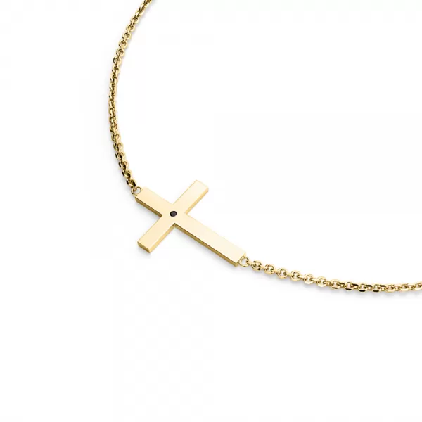 Čierny diamantový krížový náhrdelník 10947-NH01-ZL-Black