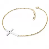 Dámsky náramok žlté zlato 585/1000 prírodný diamant 0,006 ct krížik s čiernym 10947-NR01-ZLB-Black