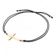 Dámsky náramok žlté zlato 585/1000 prírodný diamant 0,006 ct G/SI nitkový krížik 10947-NRS-CER-ZL-DIA