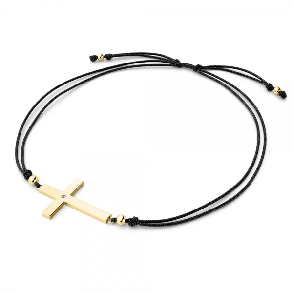 Dámsky náramok prírodný diamant 0,006 ct G/SI šnúrkový krížik 10947-NRS-CER-ZL-DIA