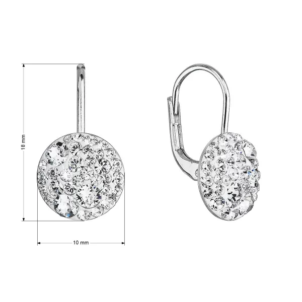 Strieborné náušnice visiace s kryštálmi Swarovski biele jemné 31315.1 crystal