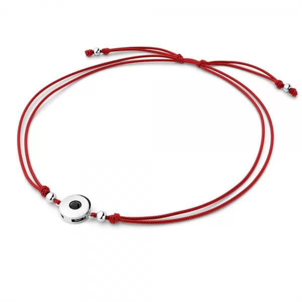 Dámsky náramok biele zlato 585/1000 prírodný diamant 0,055 ct šnúrka kabbalah s čiernou 10911-NRS-CV-B-Black