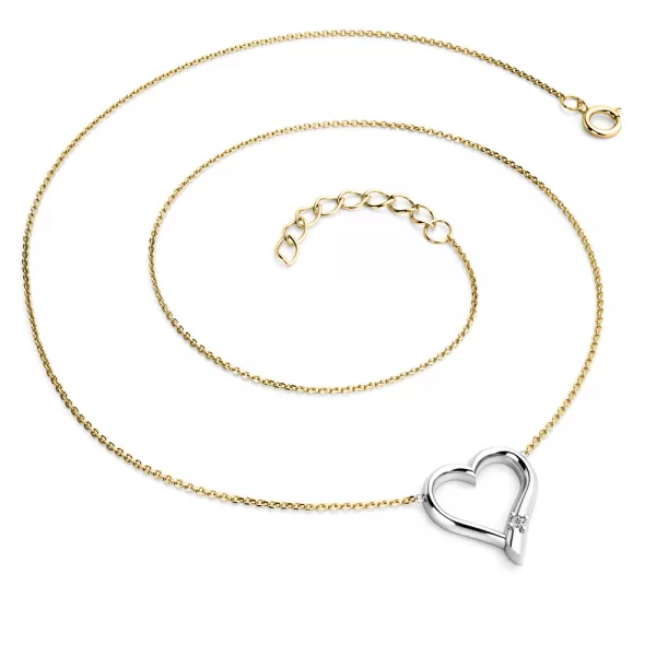 Dámsky prírodný diamantový náhrdelník 0,012 ct G/SI diamantové srdce 10917-NH01-ZLB