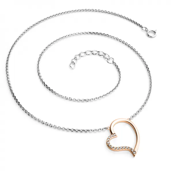 Dámsky náhrdelník prírodný diamant 0,082 ct G/SI srdce 10948-NH01-CVB