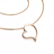 Prírodný diamant 0,082 ct G/SI srdce s ružovým zlatým dámskym náhrdelníkom 10948-NH01-CV