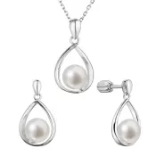 Perlová súprava slza s bielou riečnou perlou 29056.1B