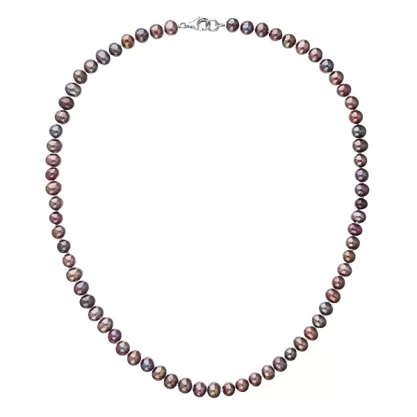 Perlový náhrdelník z pravých riečnych perál modrej oválnej perly 22037.3 dk.peacock