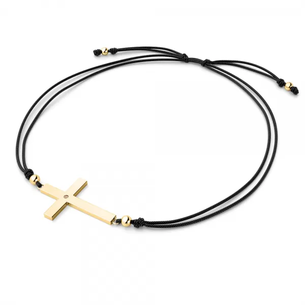 Dámsky náramok prírodný diamant 0,006 ct šnúrový kríž so šampanským 10947-NRS-CER-ZL-Champ